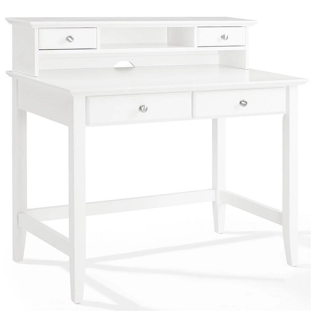White Writing Desk with Hutch L850