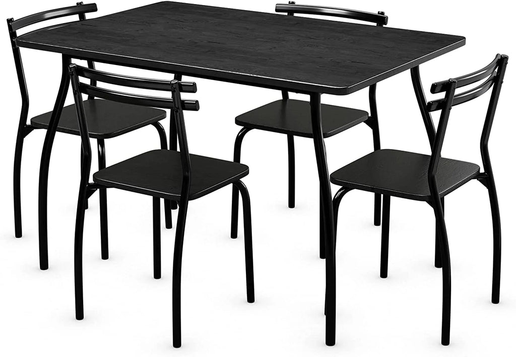 5 Piece Kitchen Dining Table Set with 4 Chairs Black Z77488