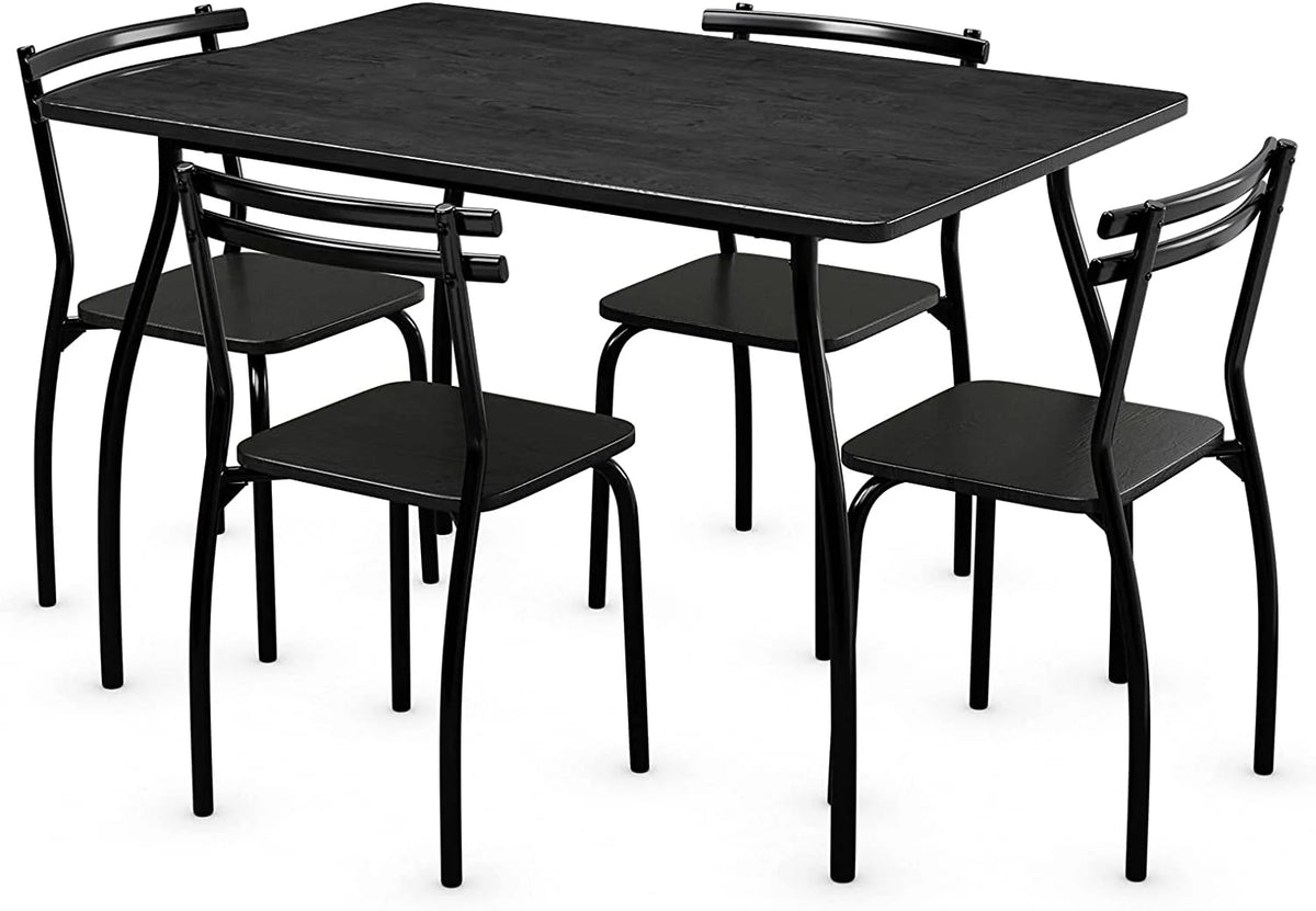 5 Piece Kitchen Dining Table Set with 4 Chairs Black Z77488