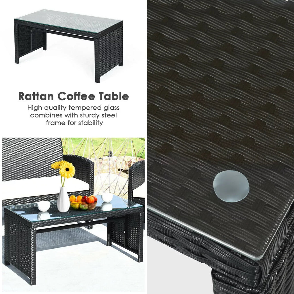 4 Pc Rattan Wicker Patio Conversation Set R458