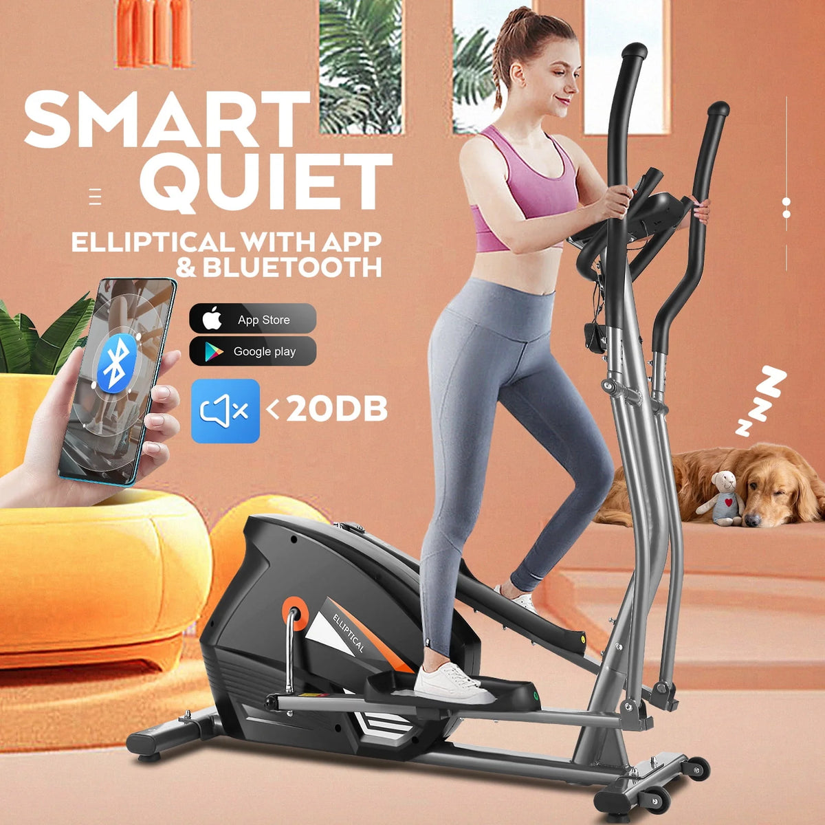Elliptical Machine with 10 Levels Magnetic Resistance & LCD Display A566604