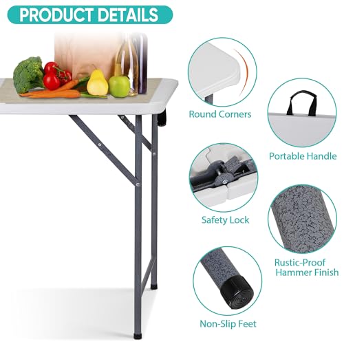 3 ft Adjustable Portable Plastic Folding Table Q242218
