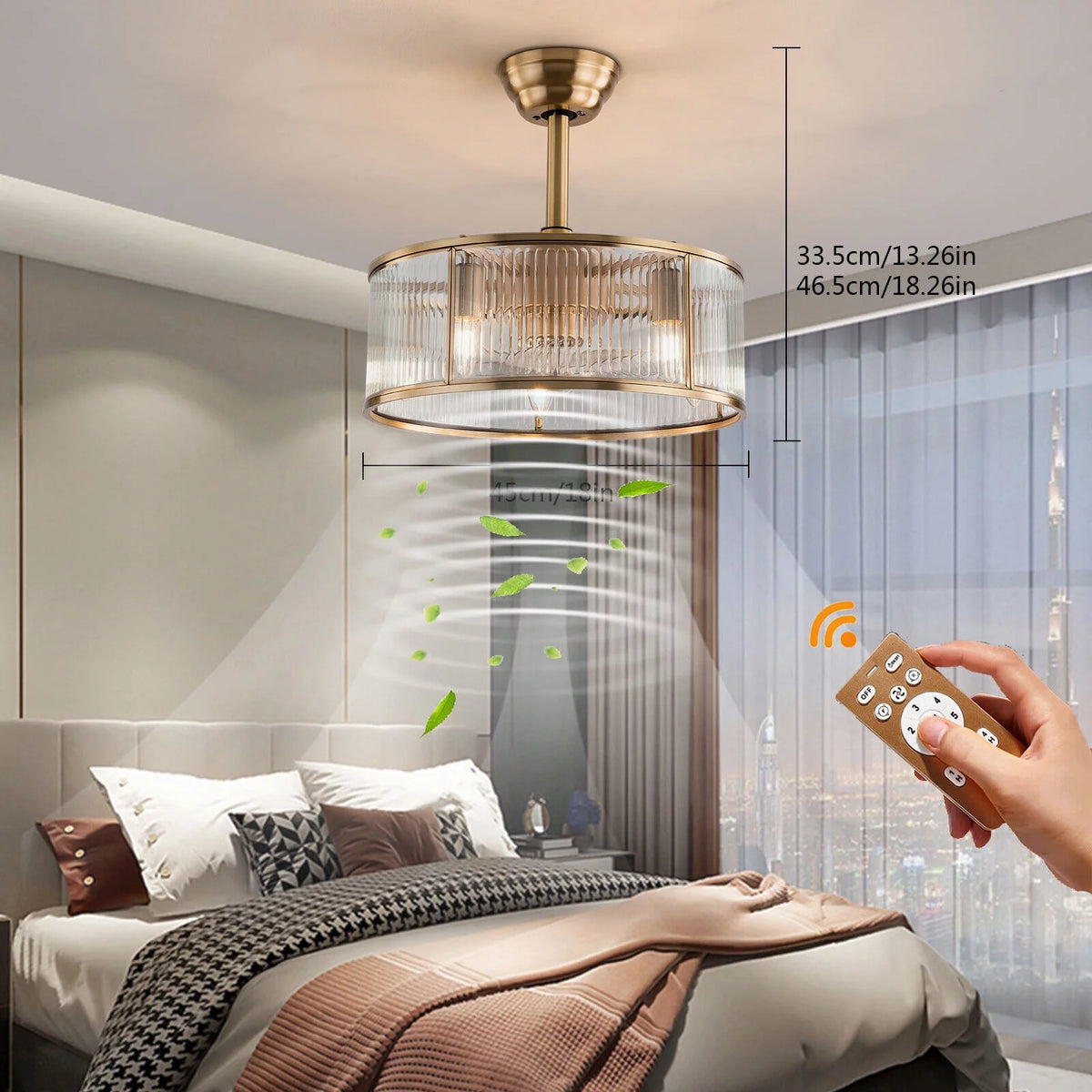18inch Caged Ceiling Fan Light with Remote Control V512639