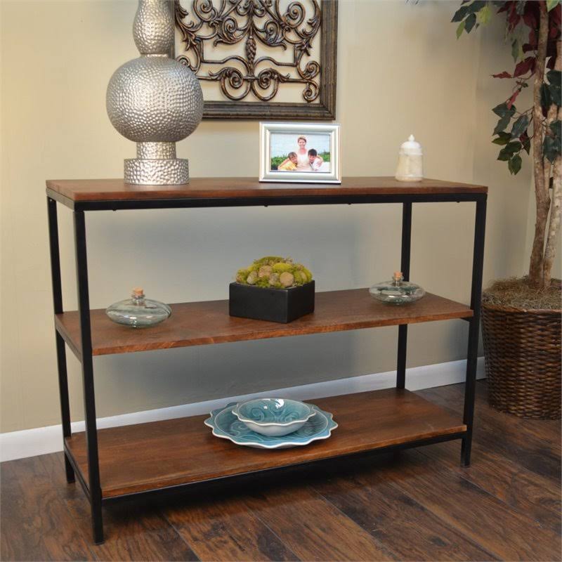 Chestnut Metal Frame Console Table K530