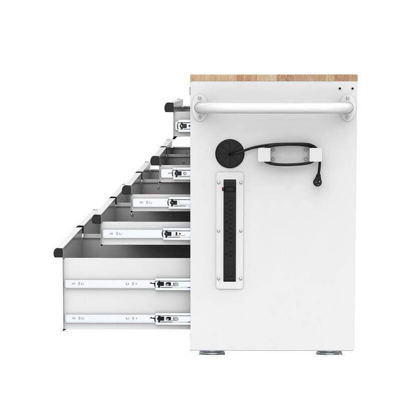 46 in. Gloss White Mobile Workbench Cabinet Y503