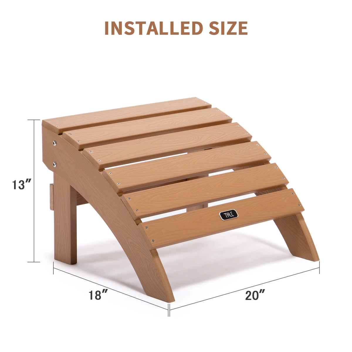 Brown All-Weather Plastic Wood Ottoman Footstool W994