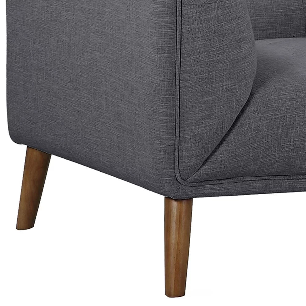 Gray Button-Tufted Linen Fabric Sofa Chair A614