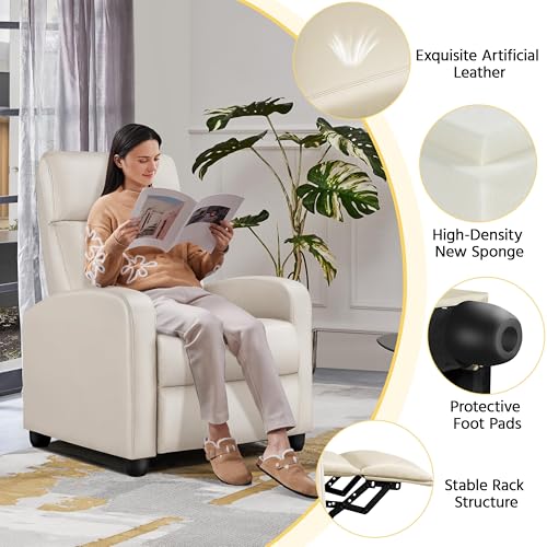 Beige Corduroy Recliner Chair S301