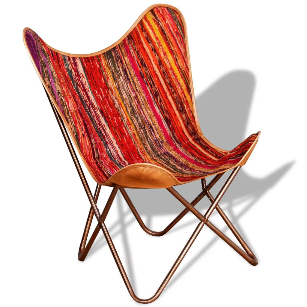 Multicolor Chindi Fabric Butterfly Chair H337612