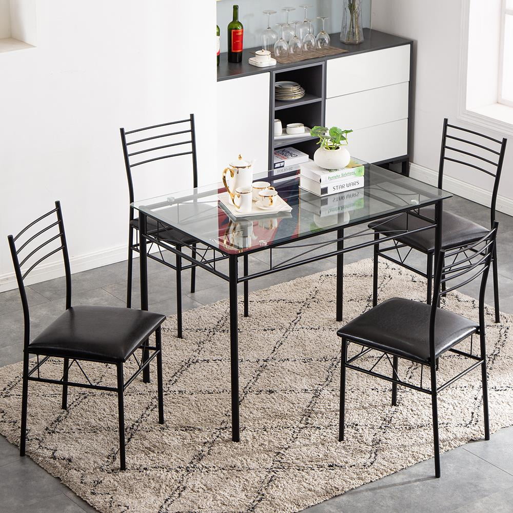 5 PC Glass Top Dining Set with 4 Chairs R737144