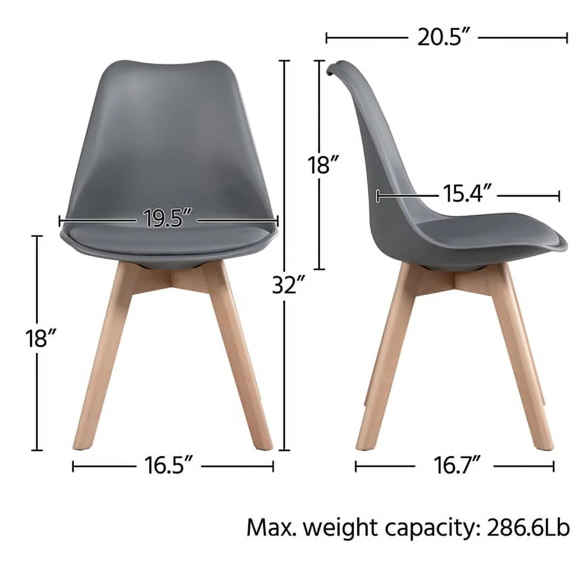 Gray Set of 4 Padded Dining Chairs G766