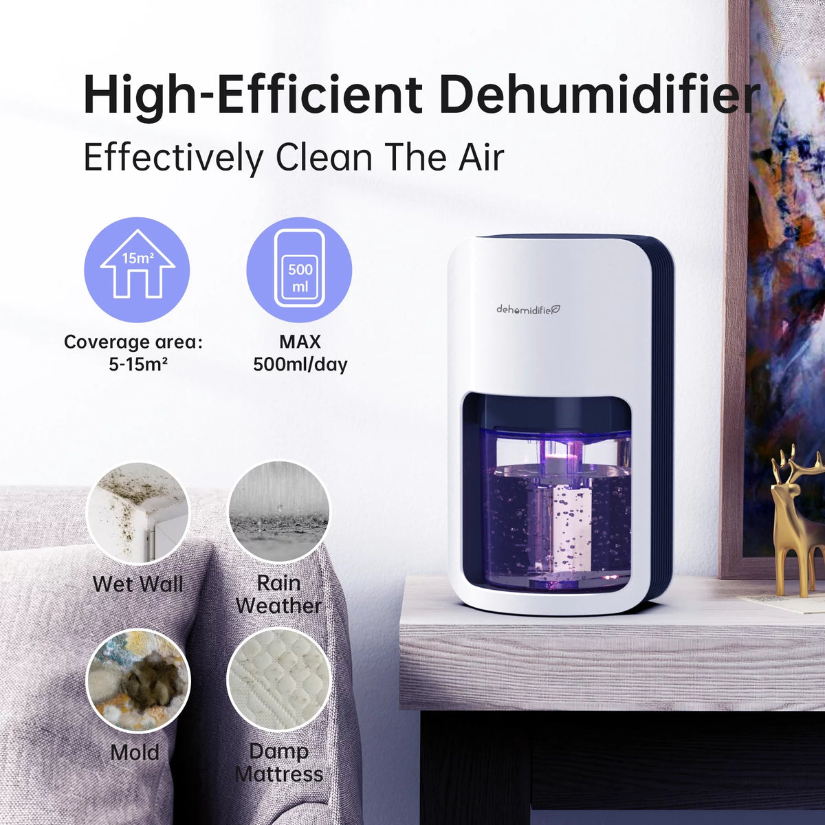 1200ml Ultra Quiet Dehumidifier with Automatic Defrosting E39385