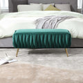 Green Velvet Storage Ottoman Bench with Handles G466546