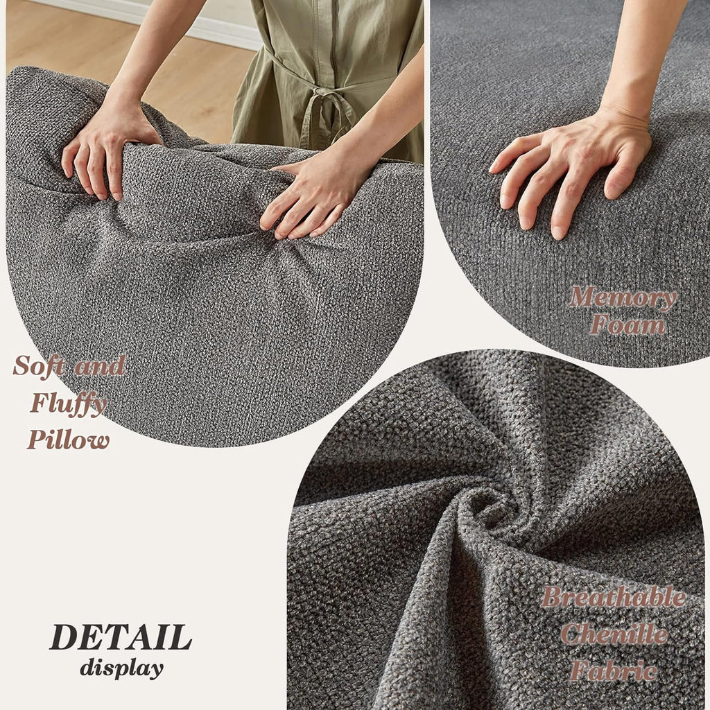 Beige Chenille 3 Seater Sofa B3729