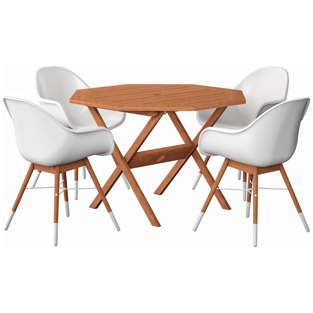 5 Pieces Eucalyptus Wood Outdoor Dining Set D4582