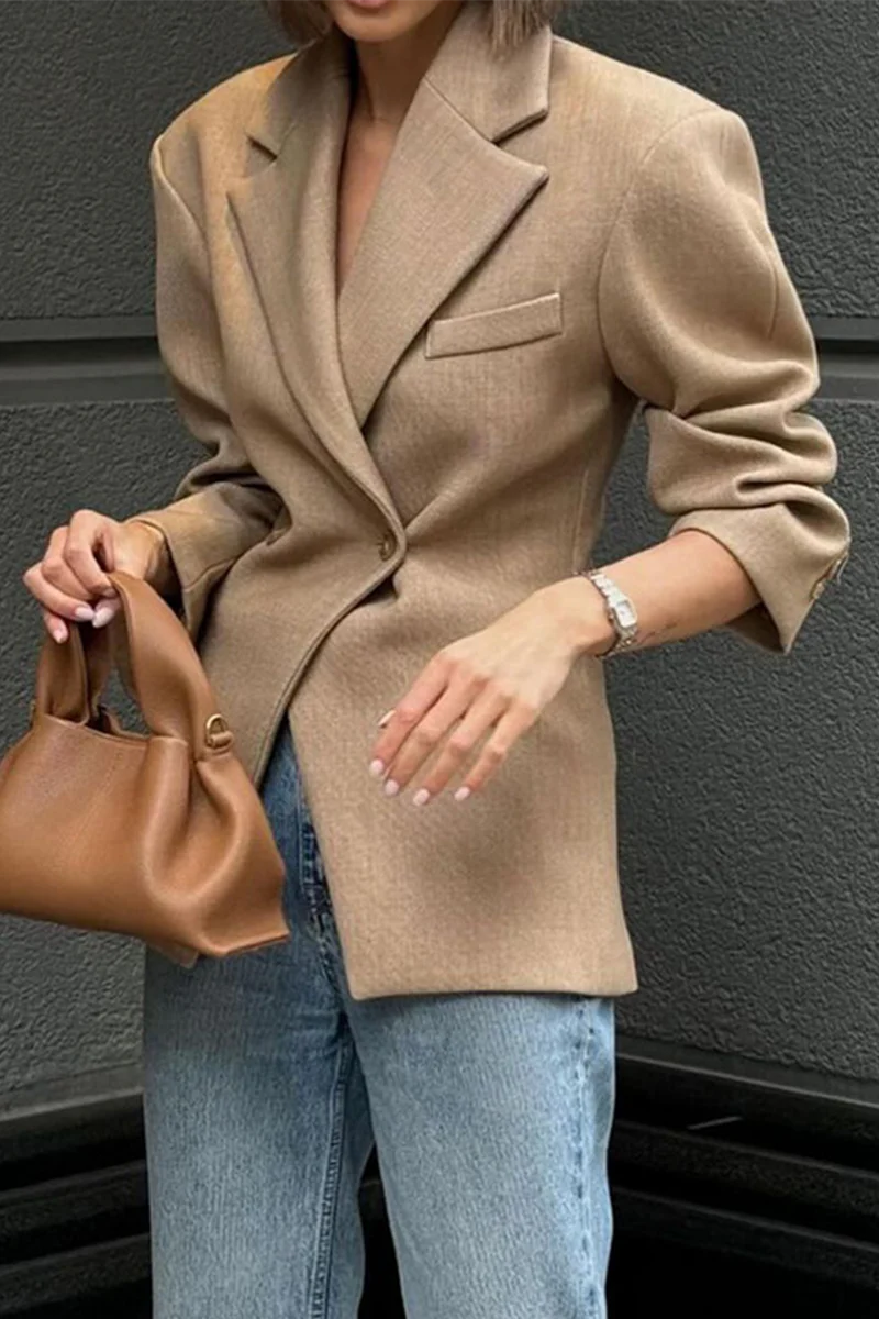 Solid Color Button Outerwear W63497