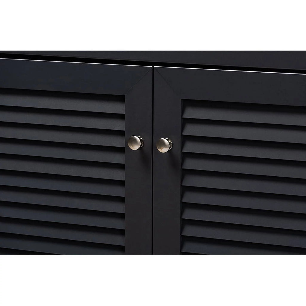 Dark Grey 11-Shelf Wood Shoe Storage Cabinet with Drawer I8462