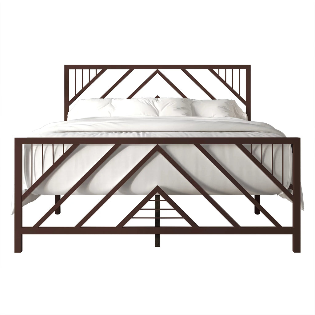 Black Full Size Metal Platform Bed L585