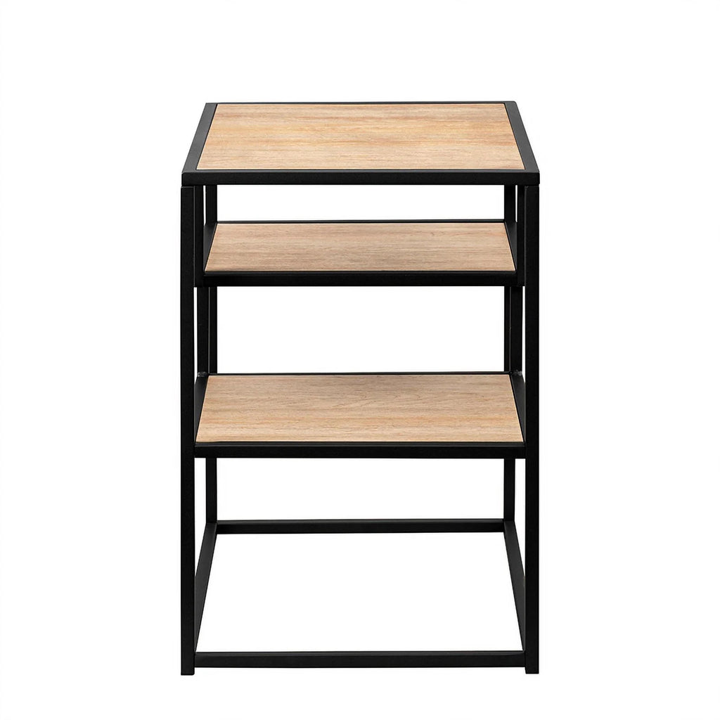 16" Metal and Wood Side Table H4309