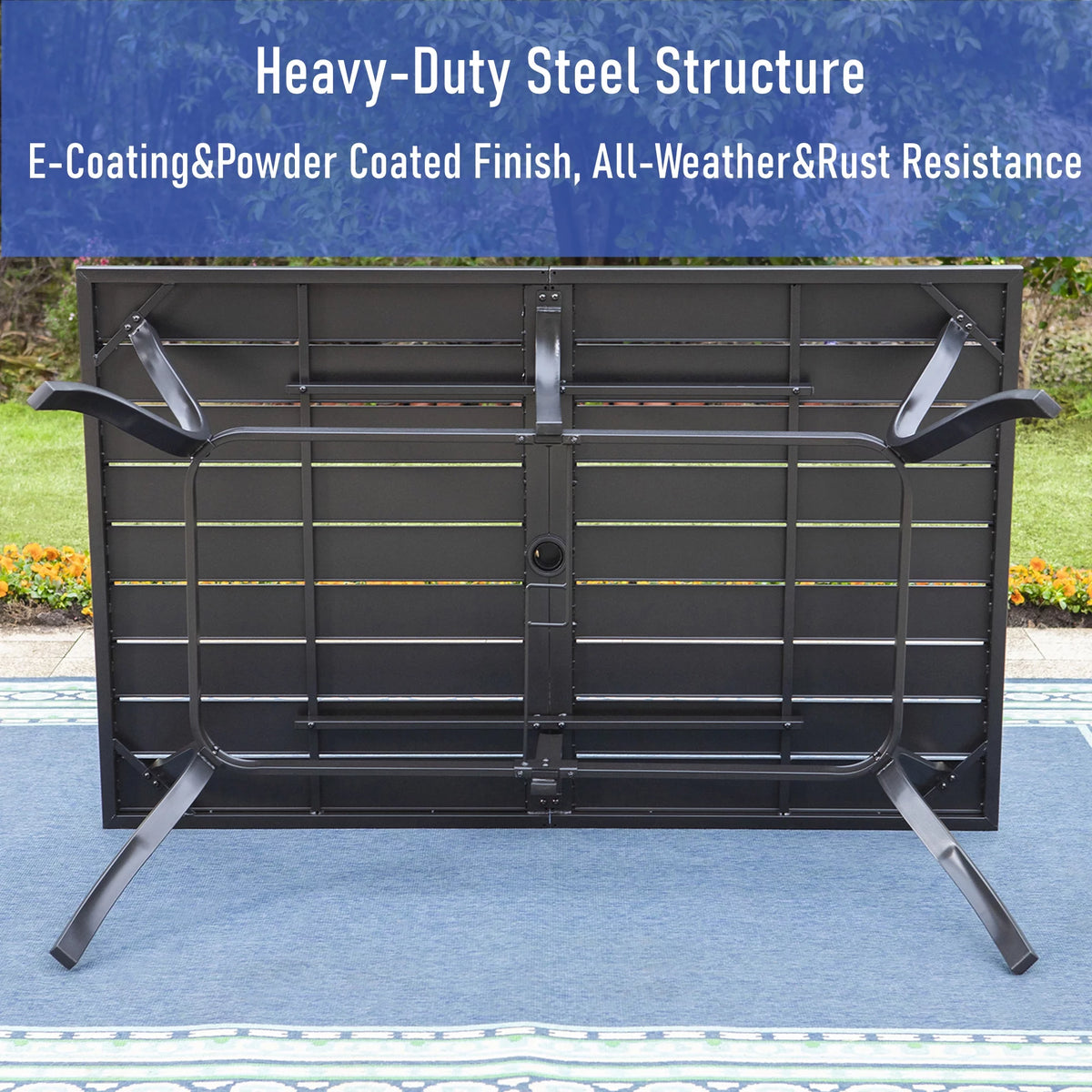 7-Piece Outdoor Patio Dining Set with Rectangle Steel Table & Textilene Chairs R48385