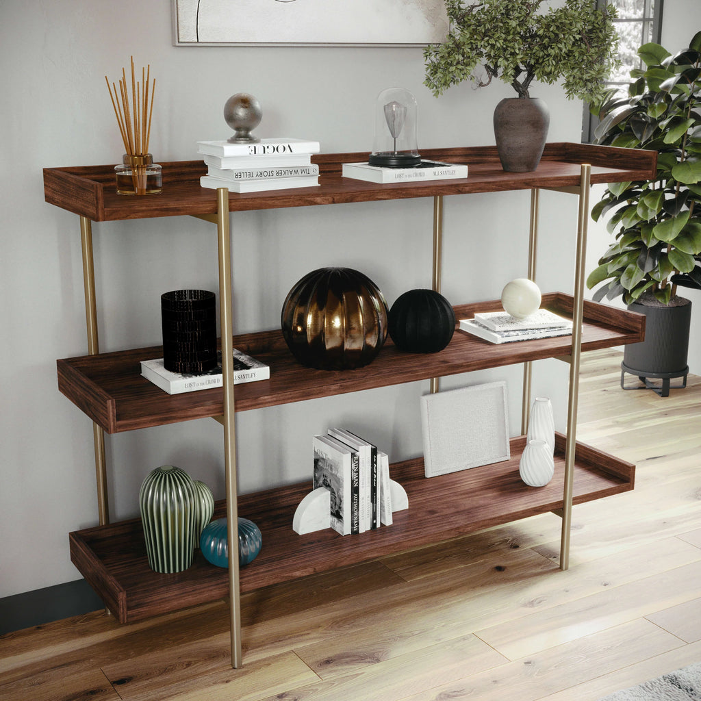 3 Shelf Storage Bookcase with Metal Frame Z433