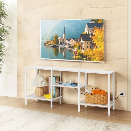 Black 50 inch TV Stand with Power Outlet and Storage O847