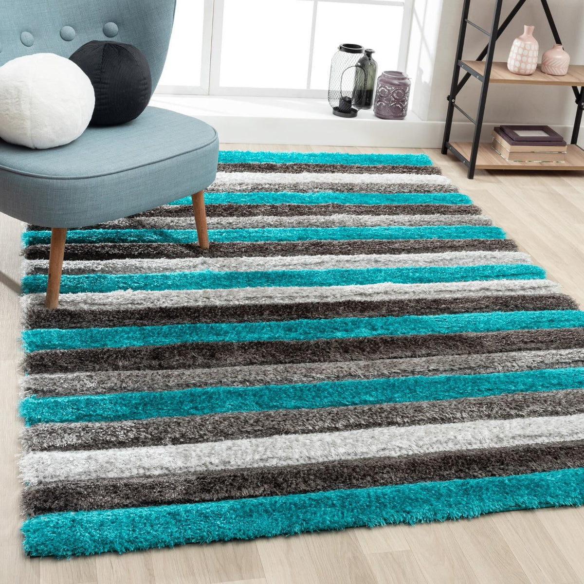 Turquoise 8x10 Shag Area Rug L47999