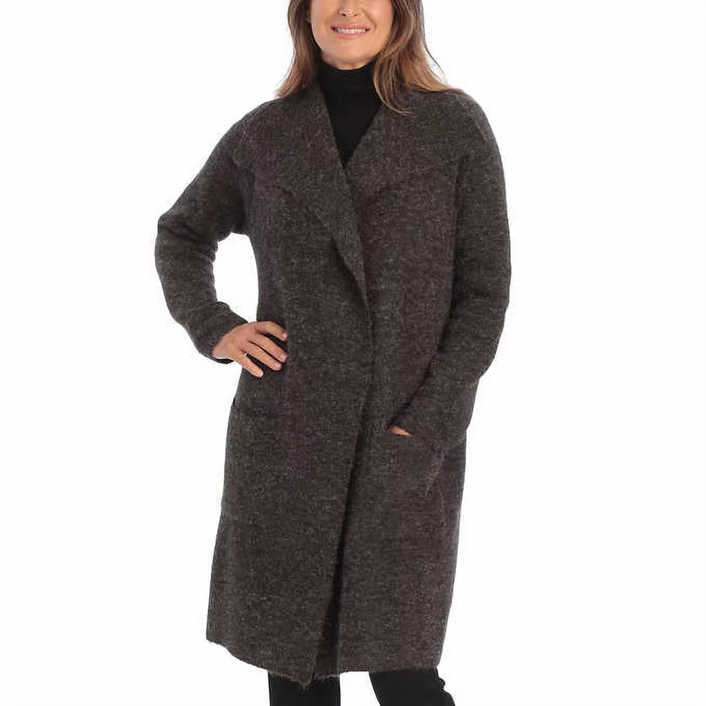 Gray Soft Drape Collar Sweater Coat M3669