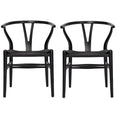 Solid Wood Dining Chair Set of 2 Black J38165
