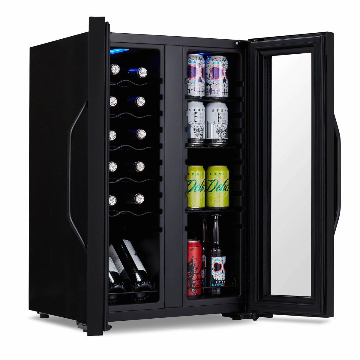 12 Bottle & 39 Can Dual Temperature Zones Wine Cooler Refrigerator Y39489