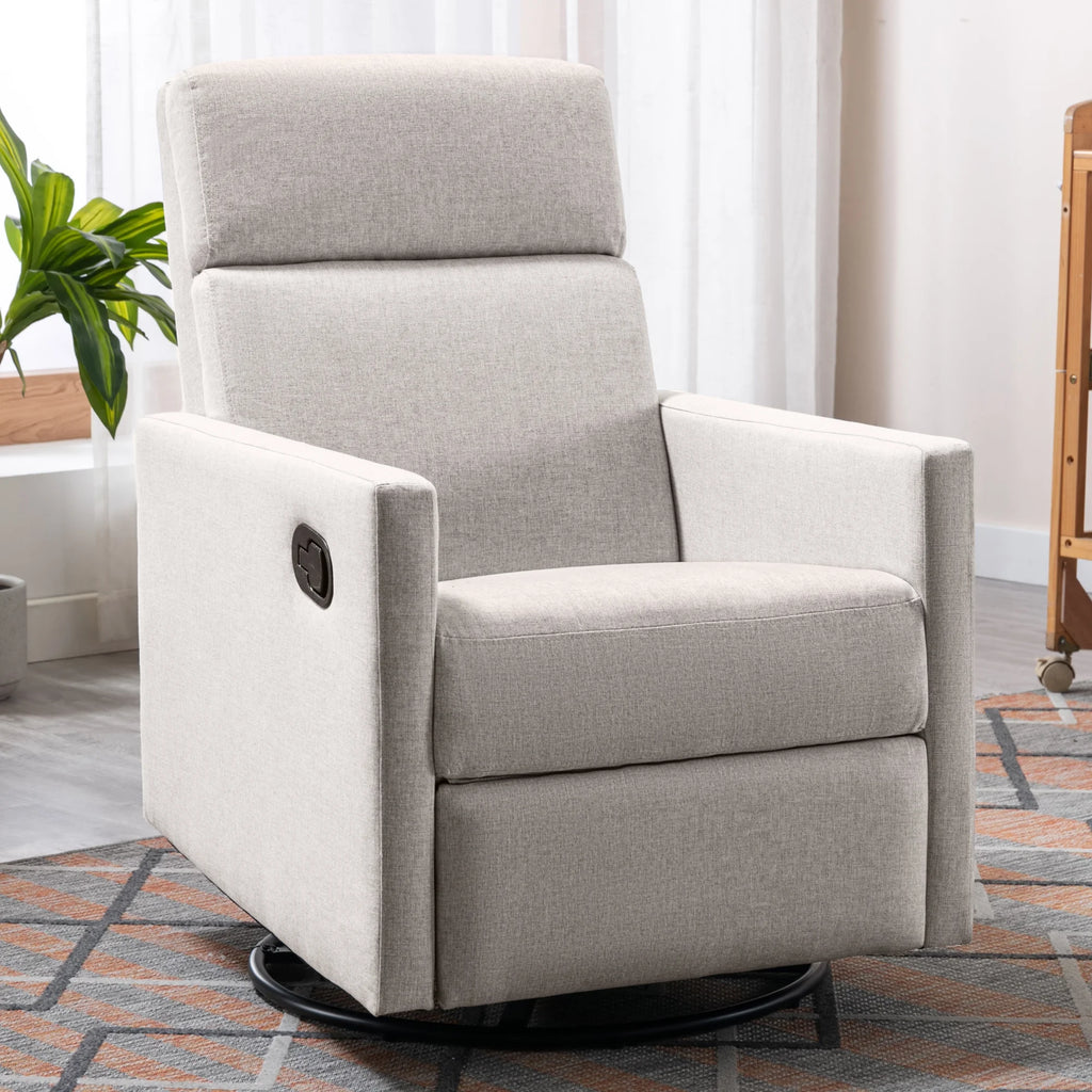 Tan Upholstered Swivel Recliner Chair L701