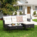 3 Pc Cushioned Patio Rattan Sofa Set C82542