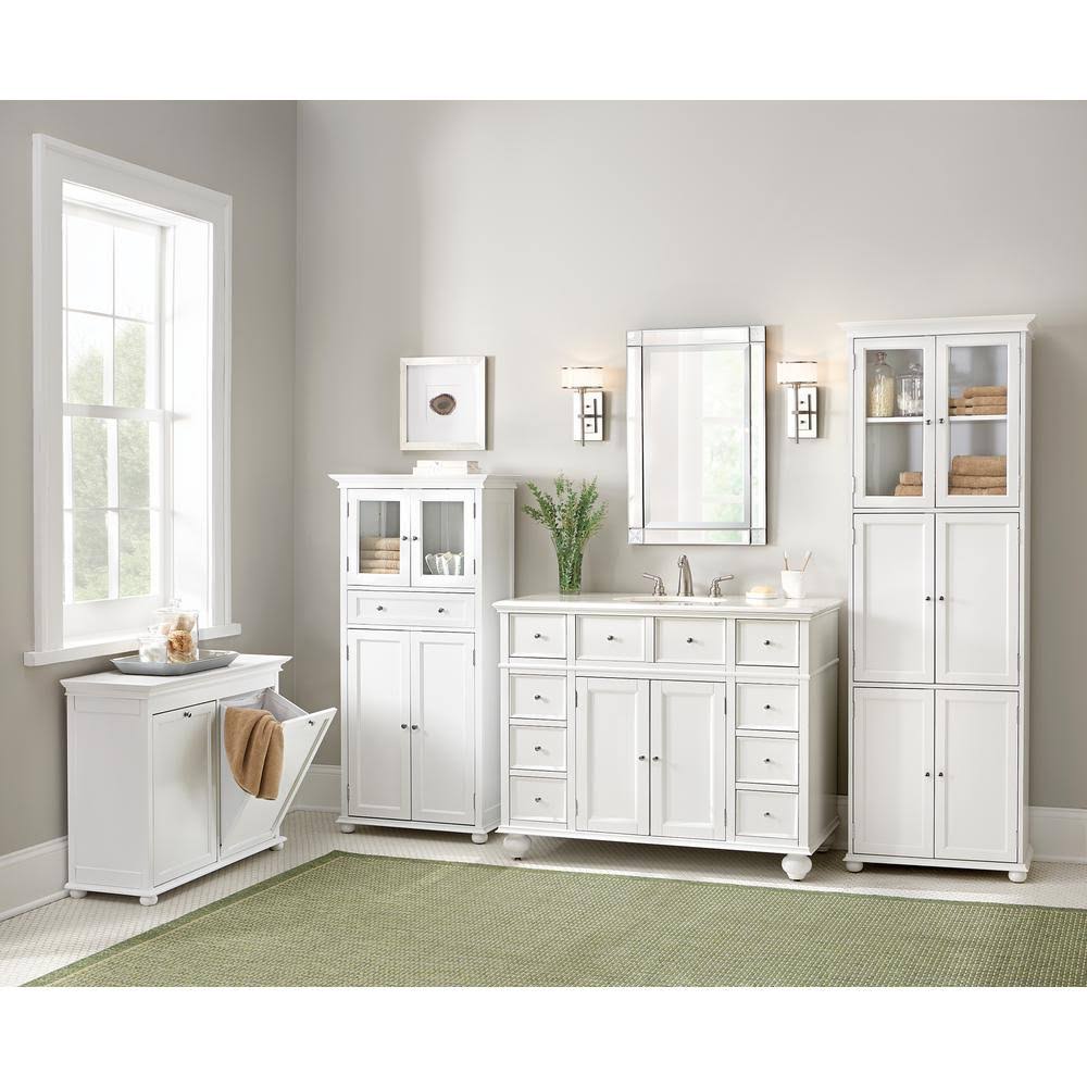 White Bathroom Linen Cabinet I725668