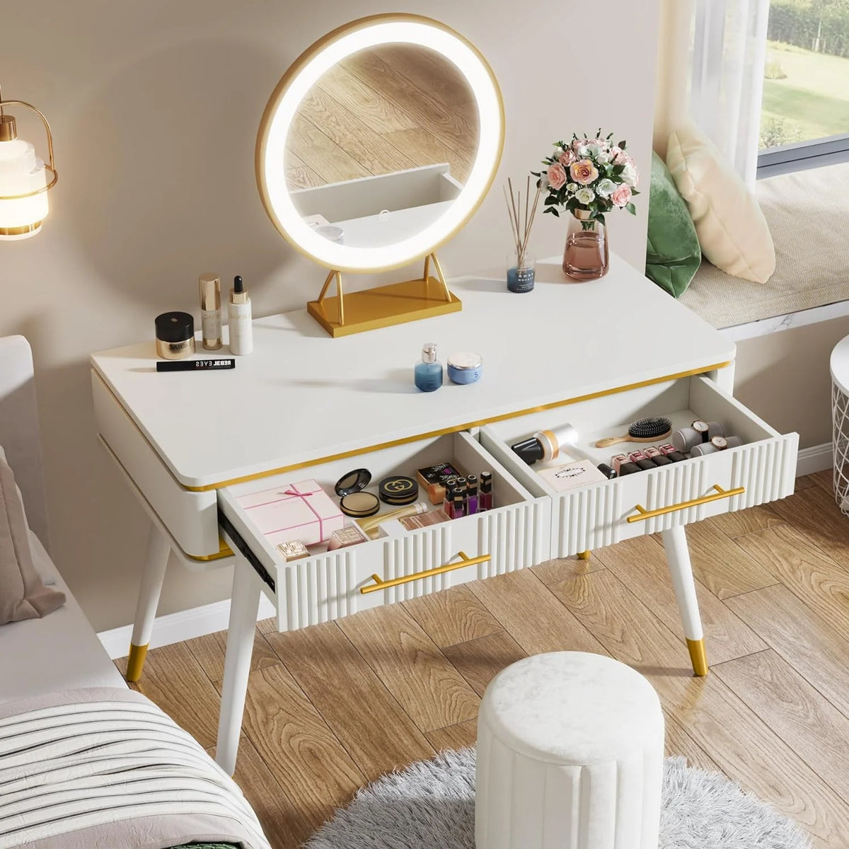 Modern Makeup Vanity Desk with 2 Drawers N9863