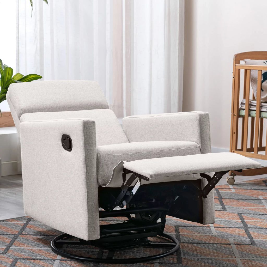 Tan Upholstered Swivel Recliner Chair L701