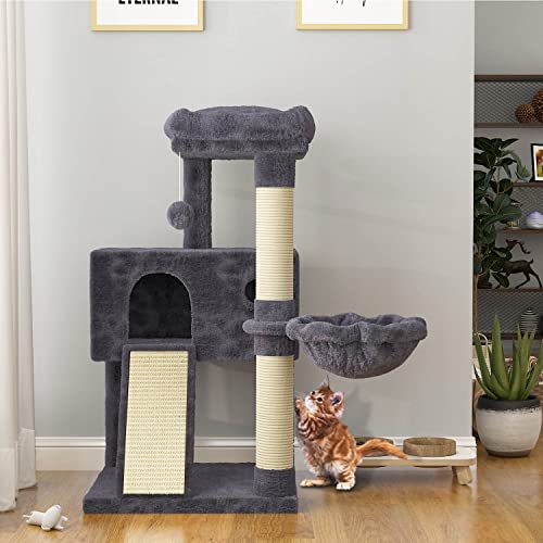 36 Inches Smoky Grey Cat Tree with Hammock C769