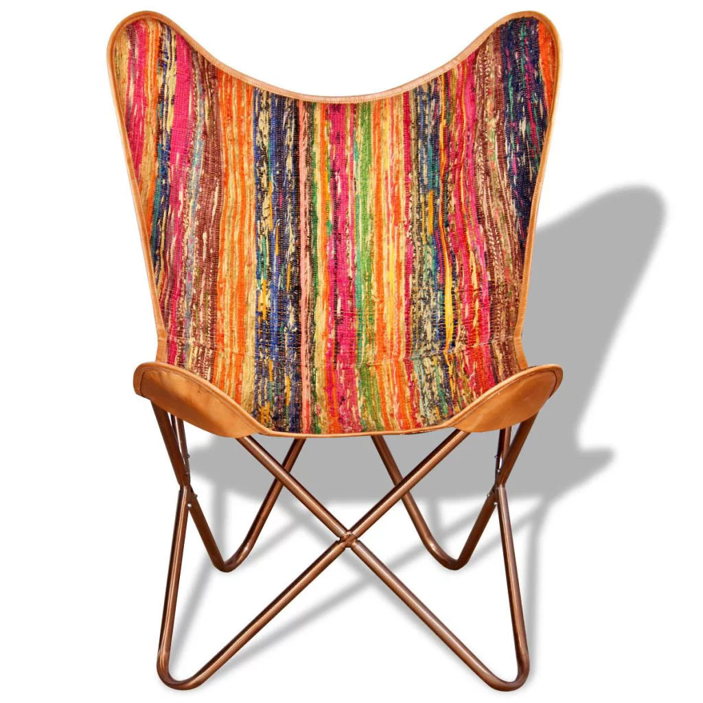 Multicolor Chindi Fabric Butterfly Chair H337612