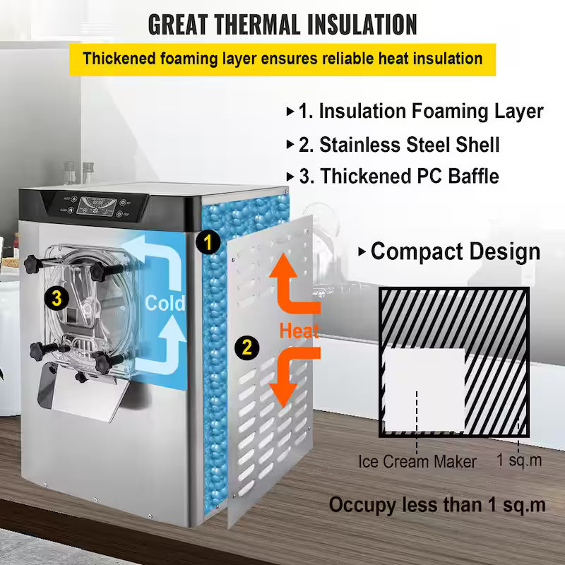 Commercial Ice Cream Machine 1400-Watt Hard Serve Ice Cream Maker I4118
