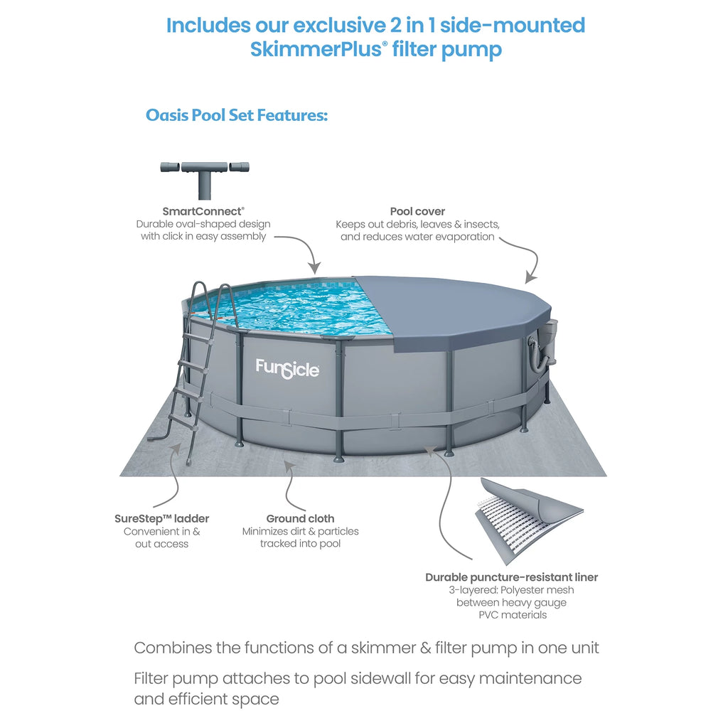 16 ft Round Above Ground Swimming Frame Pool K55598
