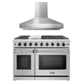 48 in. Gas Range and Wall Mount Range Hood D850