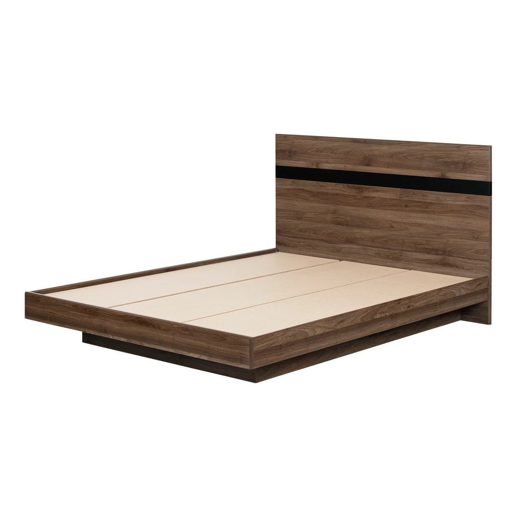 Natural Walnut and Matte Black Complete Bed L545