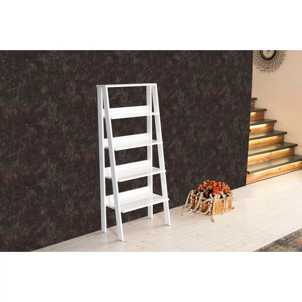 5 Tier Grey Wood Ladder Bookshelf M2159