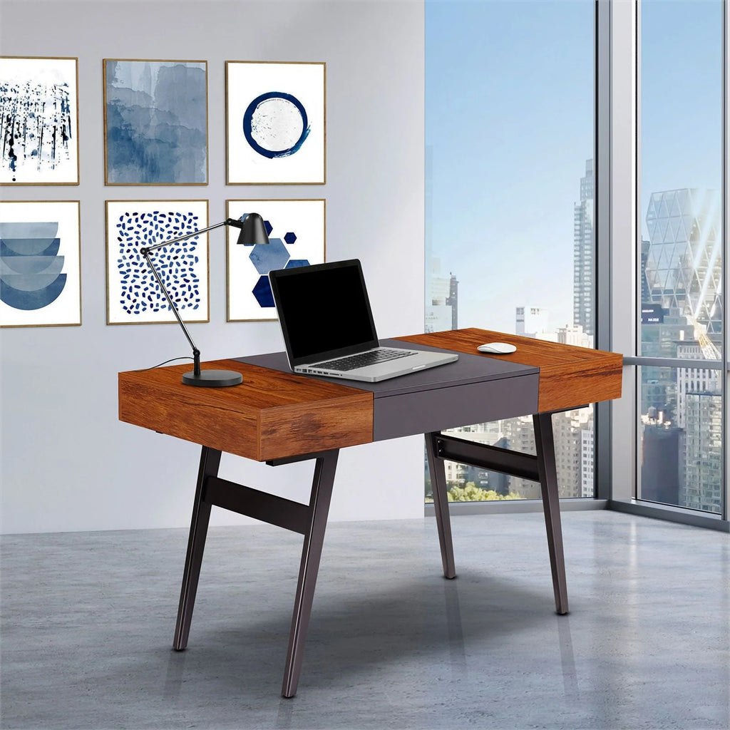 Mahogany Expandable Desk with Storage I250