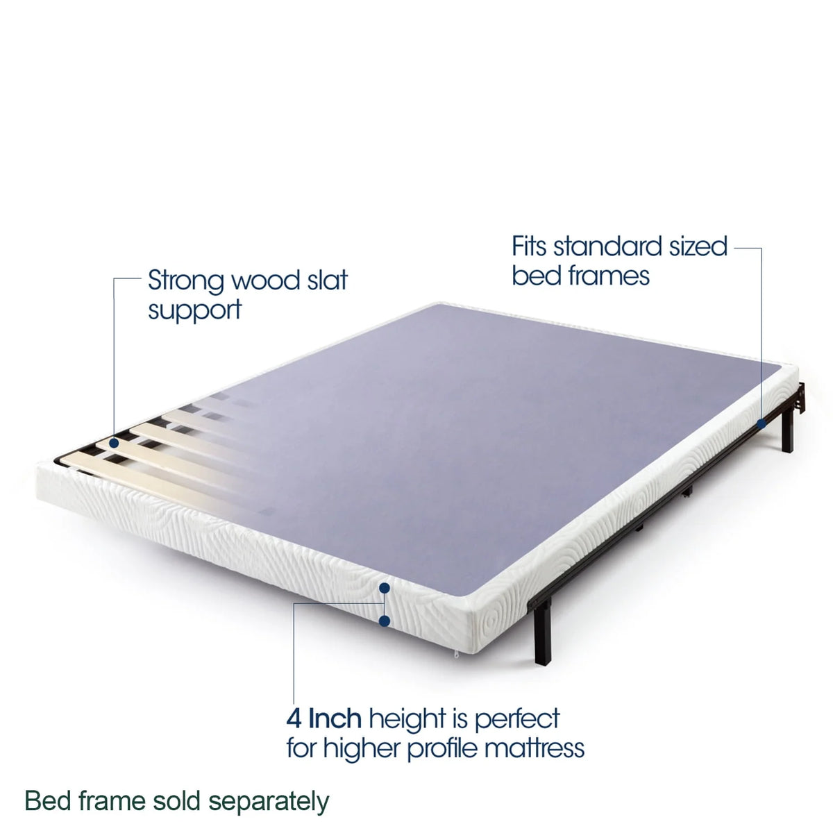 King Metal Box Spring with Wood Slats I5306