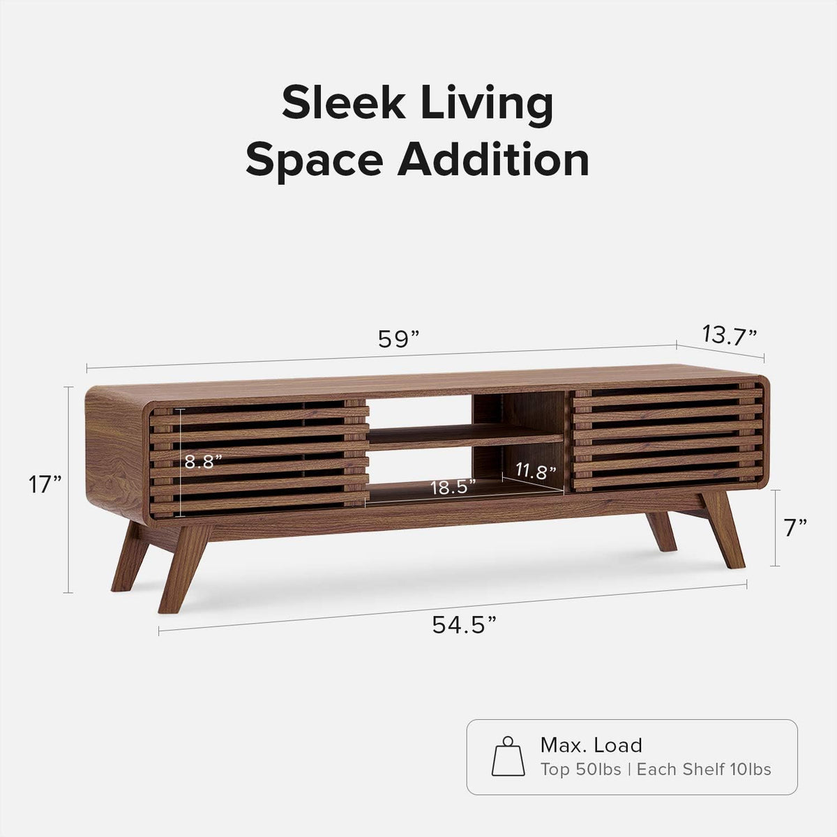 59 Scandinavian TV Stand with Slatted Door R499