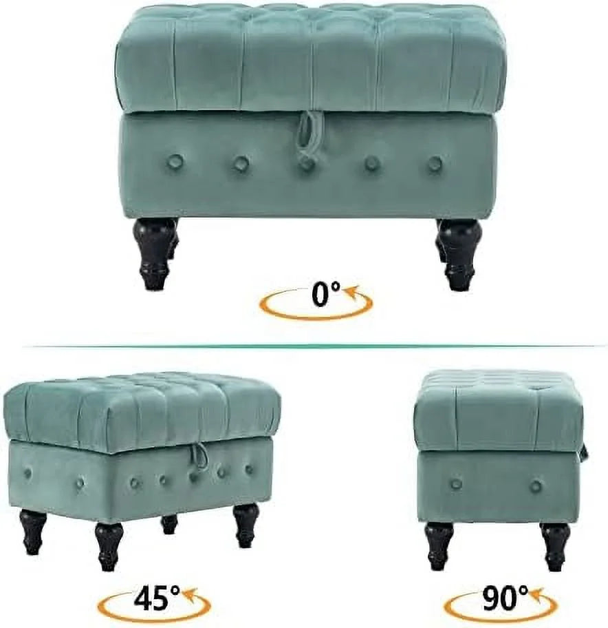 Rectangular Velvet Tufted Ottoman T389
