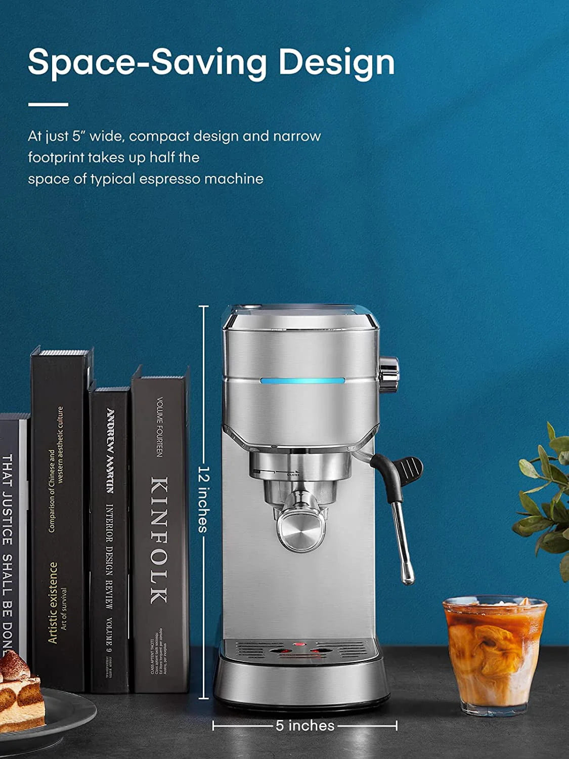 20 Bar Espresso and Cappuccino Maker with Milk Frother Steam Wand H738814