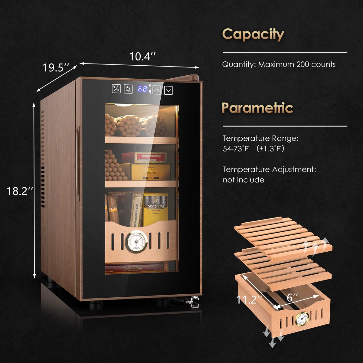 26L Electric Cigar Humidor with Cooling Humidity Control J415083