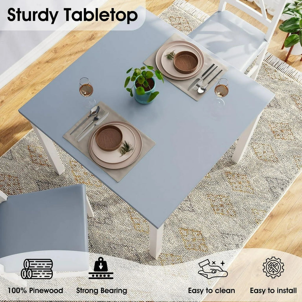 3 Piece Pine Wood Dining Table Set with 2 Upholstered Chairs V18473