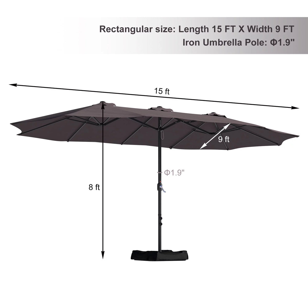 15Ft Double-Sided Patio Market Umbrella with Base N932